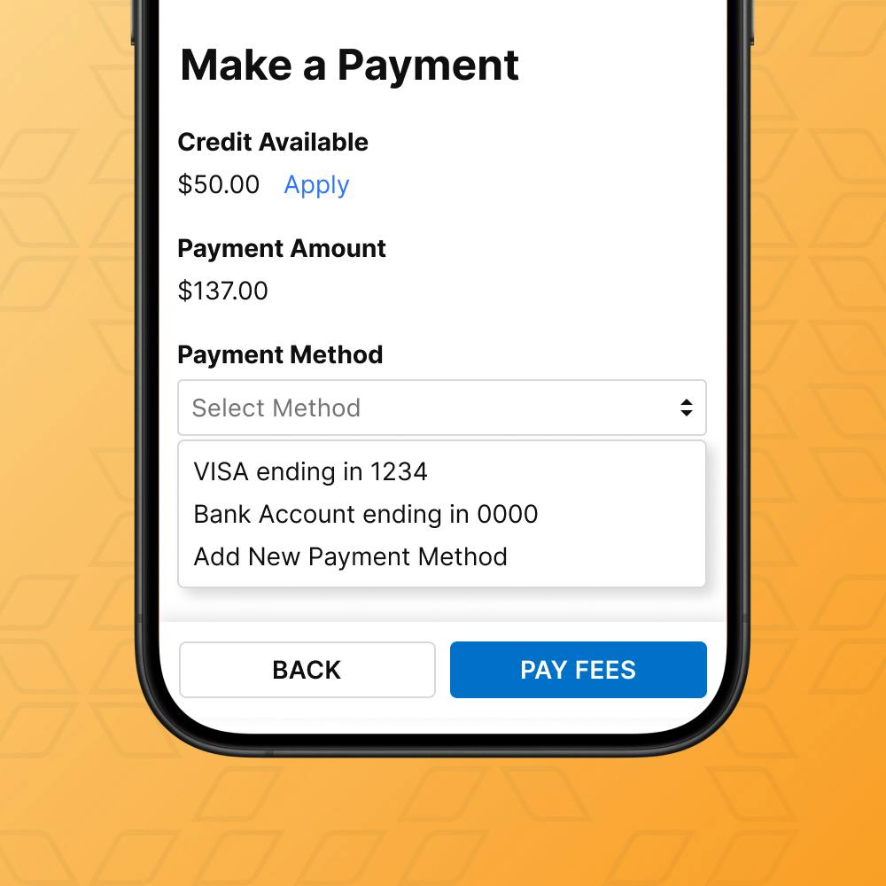 Payment page of Daxko's nonprofit CRM software, highlighting multiple payment methods to simplify transactions.