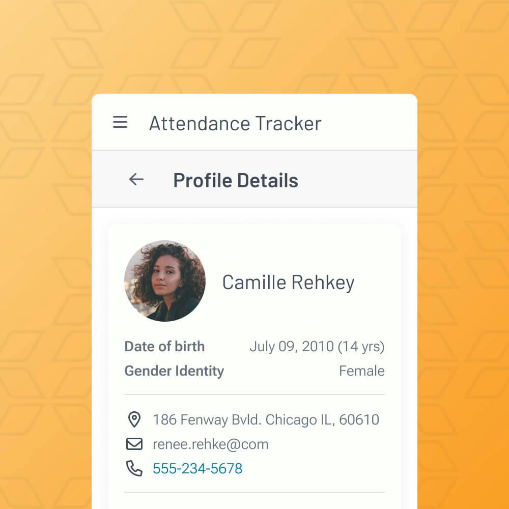 Teenager's profile details on Daxko's nonprofit CRM software for intuitive program and childcare management.