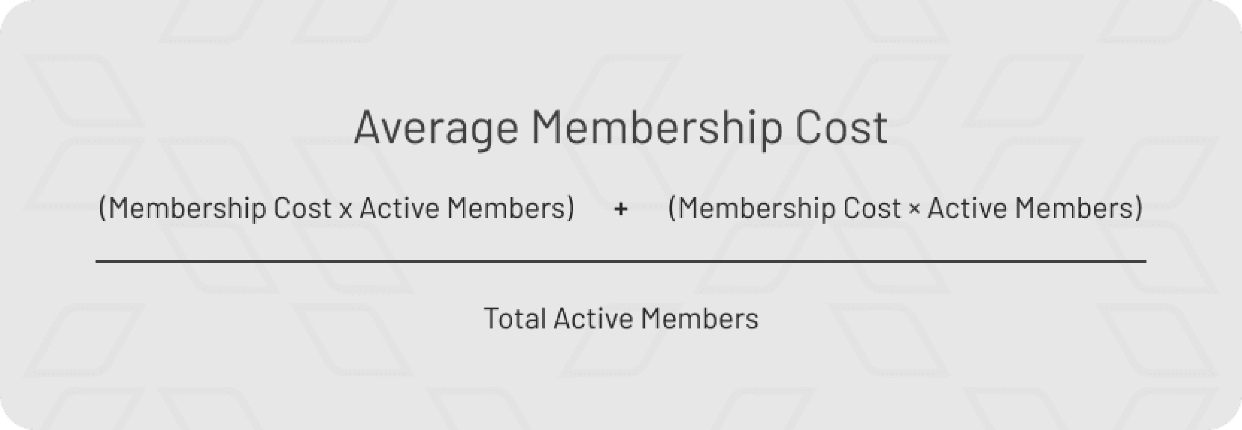 Average membership cost equals open parent membership cost times active members close parent plus open parent membership cost times active members close parent divided by total active members