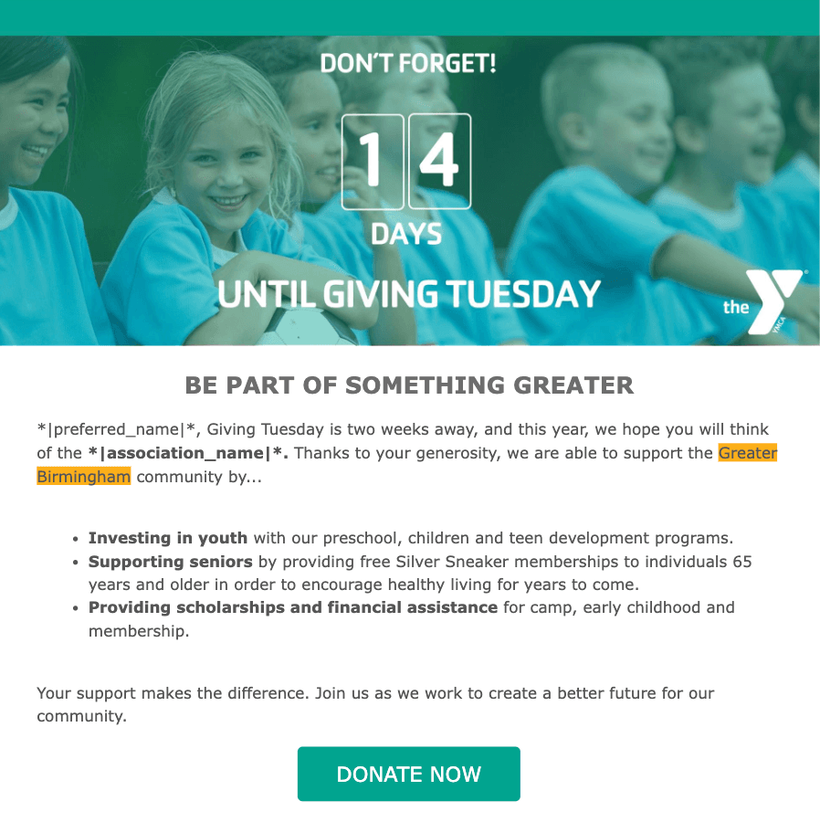 Daxko Engage’s templates make it easy to create timely, impactful messages that drive donations.