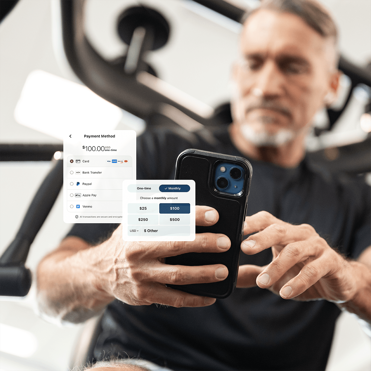 A person using the mobile app
