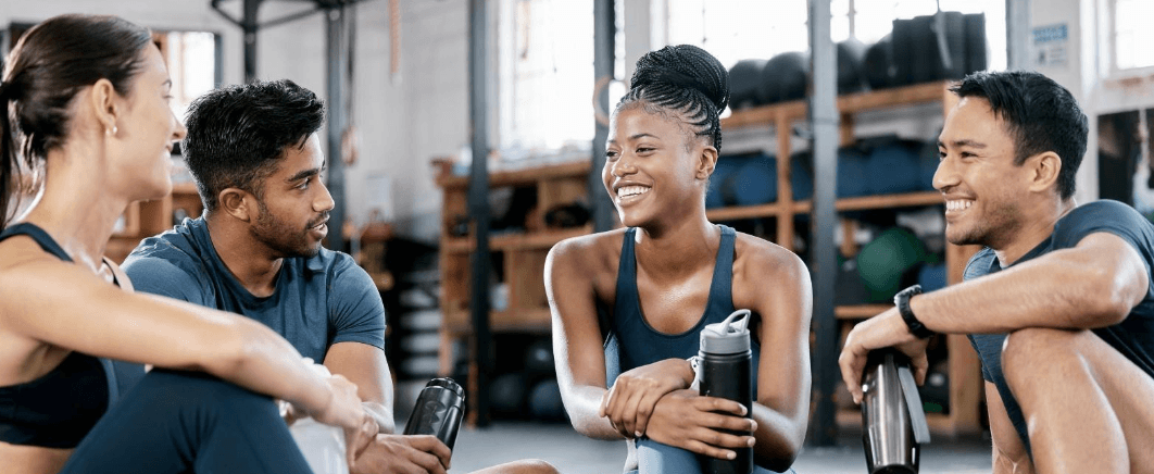 a group discussion at a fitness club